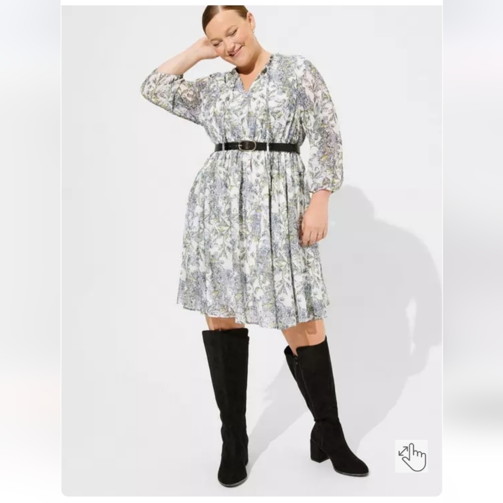 Torrid Black and White Floral Midi Dress